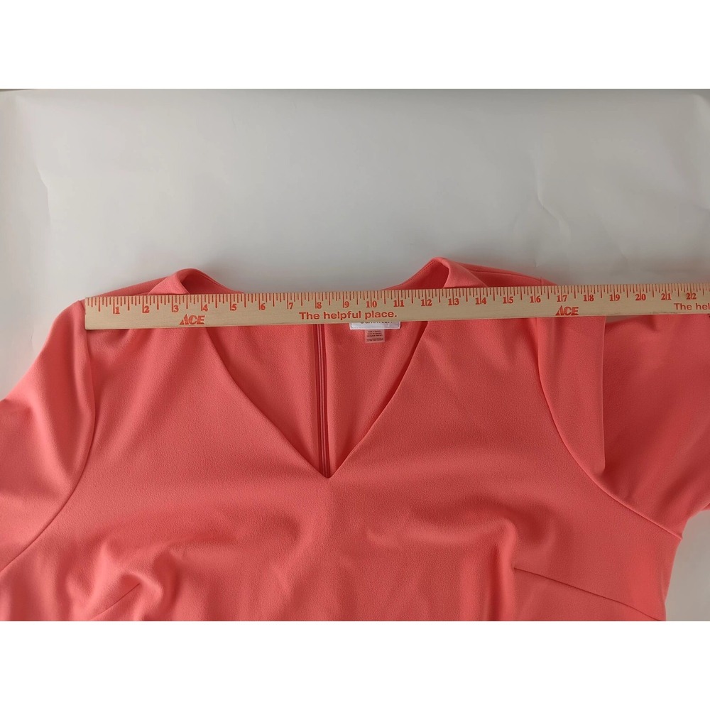 Calvin Klein Womens Shift Dress Coral Midi Vneck Stretch Lined Casual sz 20W/2X - Picture 8 of 12